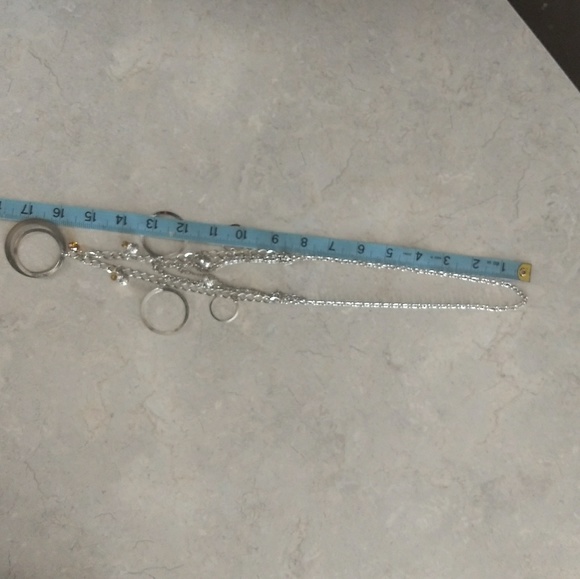 3/$15 Siver Color Neclace with Amber Colored Beads - Picture 4 of 4